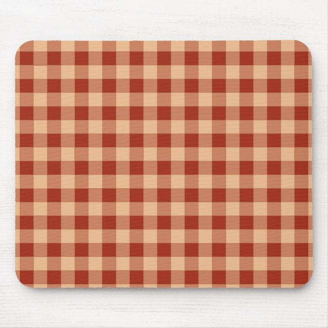 Brown Checkered Gingham Pattern Mousepad (Vorne)