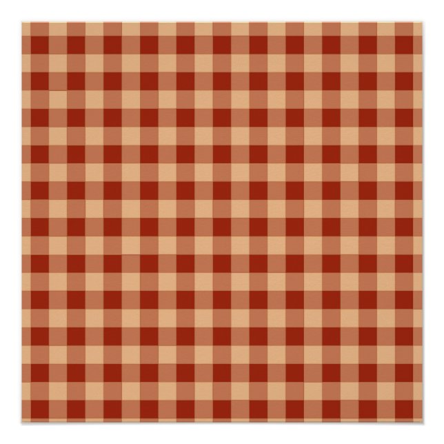 Brown Checkered Gingham Pattern Poster (Vorderseite)