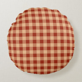 Brown Checkered Gingham Pattern Rundes Kissen