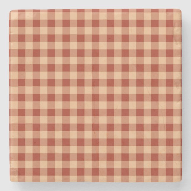Brown Checkered Gingham Pattern Steinuntersetzer (Vorderseite)