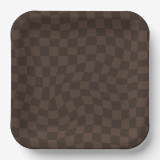 Brown Checkered Paper Plates - 9in Pappteller