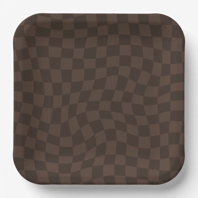 Brown Checkered Paper Plates - 9in Pappteller (Vorderseite)