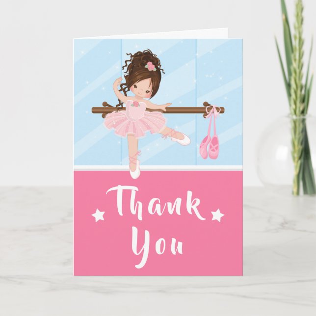 Brown cheveux Ballerina rose Anniversaire Carte de (Devant)