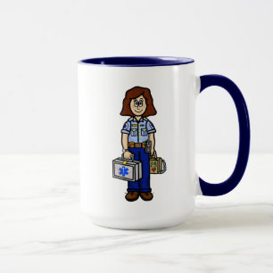Brown cheveux Femme EMS Paramedic Mug