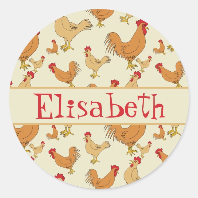 Brown Chicken Design personalisieren Runder Aufkleber (Vorderseite)