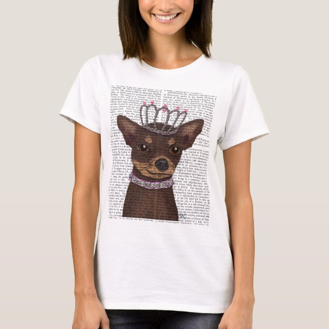 Brown Chihuahua und Tiara T-Shirt (Vorderseite)