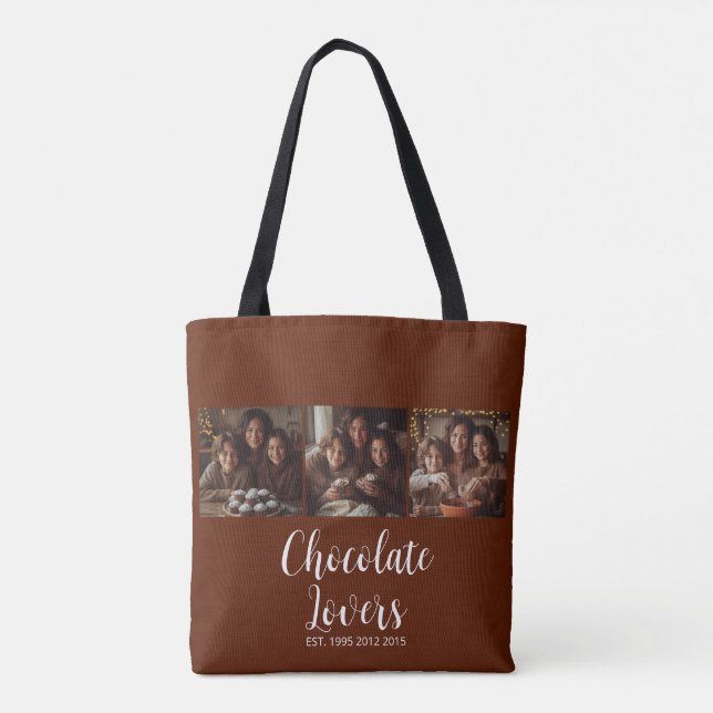 Brown Chocolate Lovers Established 3 Photo Script Tasche (Rückseite)