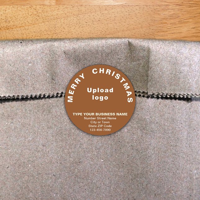 Brown Christmas Business Round Shape Sticker (Von Creator hochgeladen)