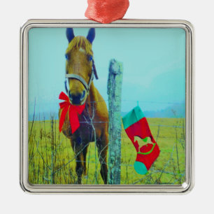 Brown Christmas Horse Silbernes Ornament