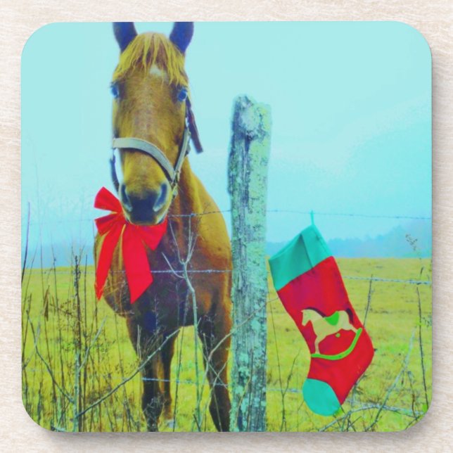 Brown Christmas Horse Untersetzer (Vorderseite)