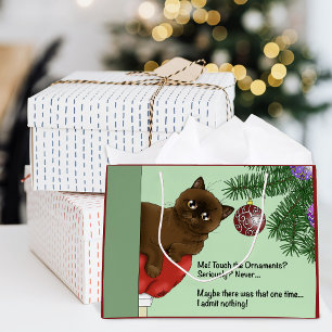 Brown Christmas Ornament Cat Große Geschenktüte