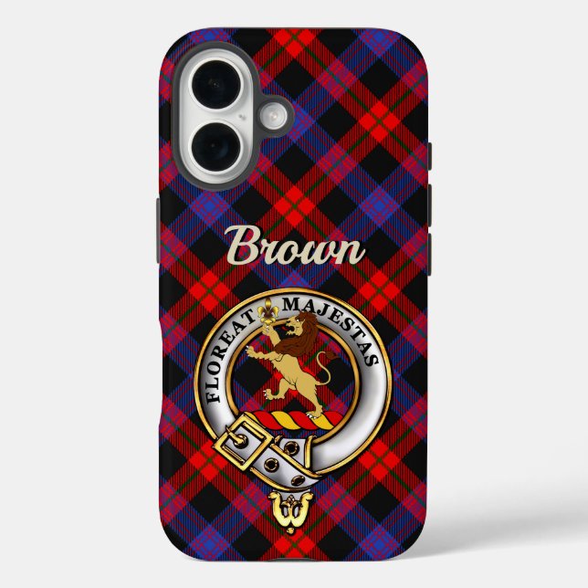 Brown Clan Badge & Tartan iPhone / iPad case (Rückseite)
