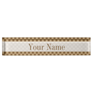 Brown Classic Checkerboard von Shirley Taylor Namensplakette