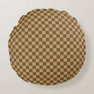 Brown Classic Checkerboard von Shirley Taylor Rundes Kissen
