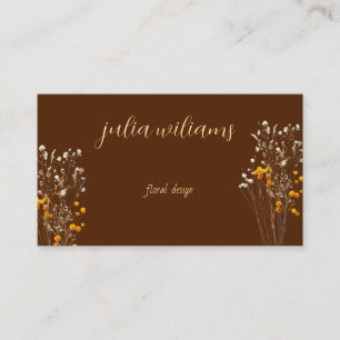 Brown Classic Floral Design Visitenkarte