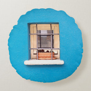 BROWN CLAY POT AUF FENSTER RUNDES KISSEN