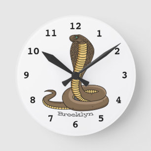 Brown cobra snake illustration runde wanduhr