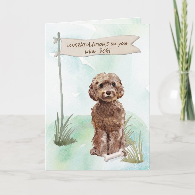 Brown Cockapoo Herzlichen Glückwunsch zum neuen Hu Karte (Vorderseite)