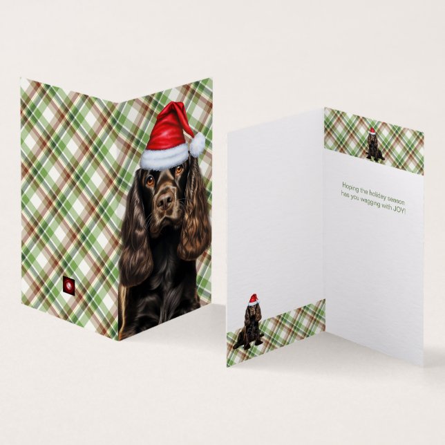 Brown Cocker Spaniel Dog Karierter Weihnachtsfeier (Innenseite und Außenseite)
