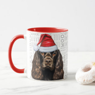 Brown Cocker Spaniel Dog Santa Woof Weihnachten Tasse