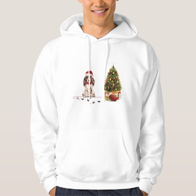 Brown Cocker Spaniel Funny Christmas Dog mit Baum Hoodie (Vorderseite)