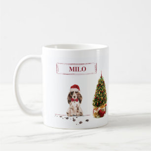 Brown Cocker Spaniel Funny Christmas Dog mit Baum Kaffeetasse