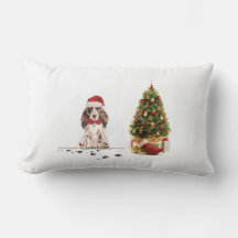 Brown Cocker Spaniel Funny Christmas Dog mit Baum