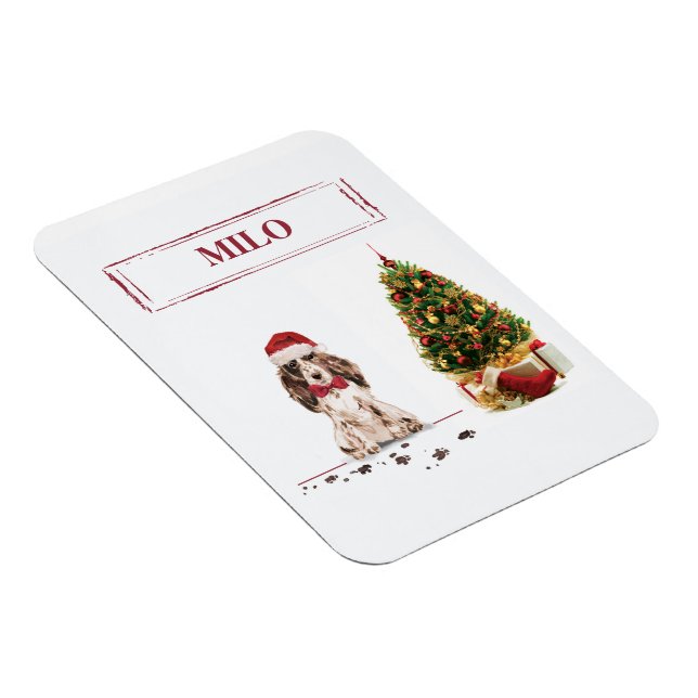 Brown Cocker Spaniel Funny Christmas Dog mit Baum Magnet (Rechte Seite)