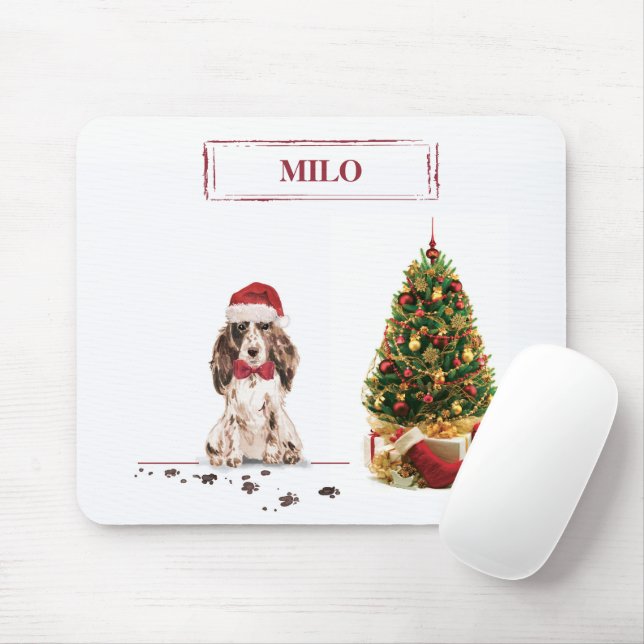 Brown Cocker Spaniel Funny Christmas Dog mit Baum Mousepad (Mit Mouse)