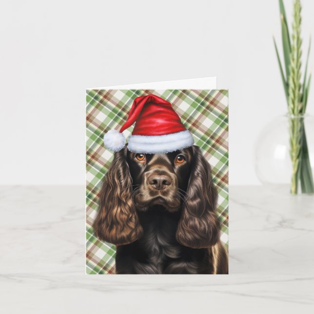 Brown Cocker Spanisch Green Kariert Weihnachten (Vorderseite)
