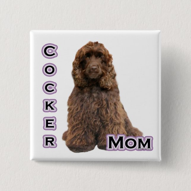 Brown Cocker Spanisch Mama 4 - Schaltfläche Button (Vorderseite)