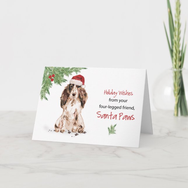 Brown Cocker Spanische Weihnachten Von Hund in Fun Karte (Vorderseite)