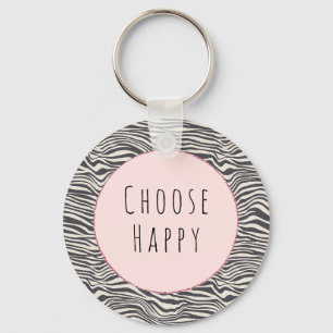 Brown Cocoa Zebra Print personalisiertes glücklic Schlüsselanhänger