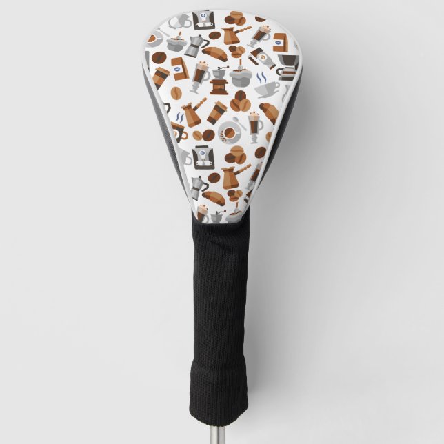 Brown Coffee and Croissant Pattern Golf Headcover (Vorderseite)