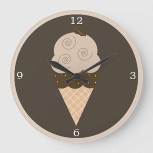 Brown Coffee Bean Ice Cream Cone Große Wanduhr