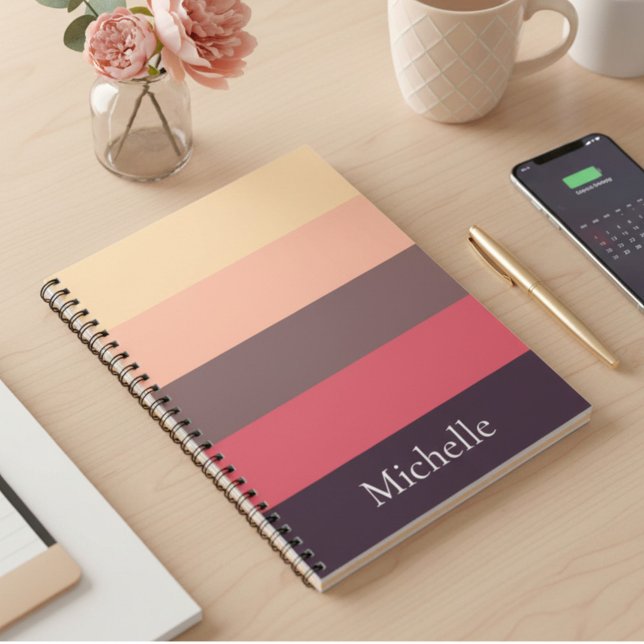 Brown Color Blocked Striped Custom Notebook Notizblock (Von Creator hochgeladen)