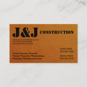 Brown Construction Business Card Visitenkarte