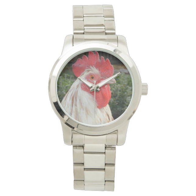 Brown Coq Blanc, Grande Montre Unisex. (devant)