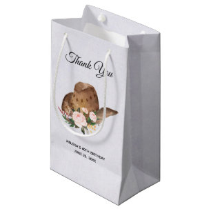 Brown Cowgirl Hut mit Pink Blume Danke Kleine Geschenktüte