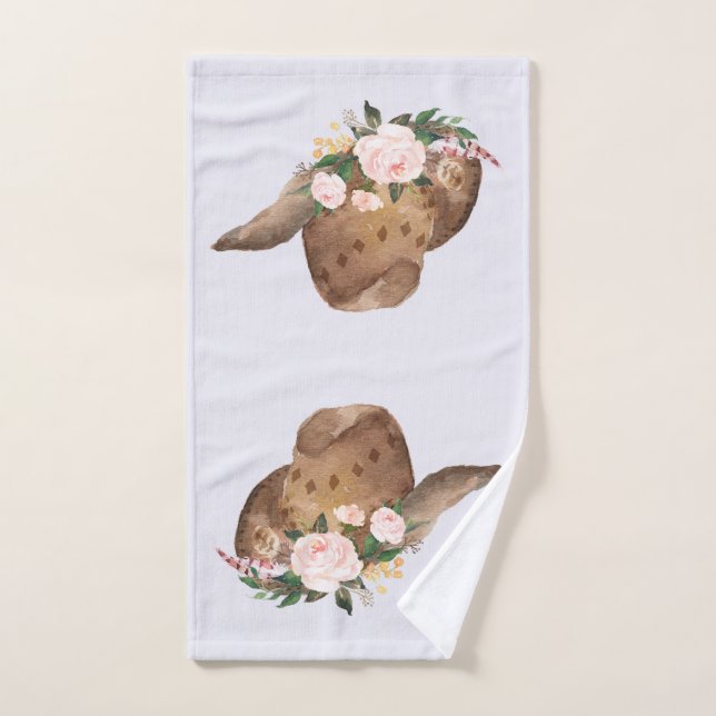 Brown Cowgirl Hut mit rosa Blume Badhandtuch Set (Handtuch)
