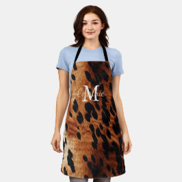 Brown Cowhid Monogramm Schürze