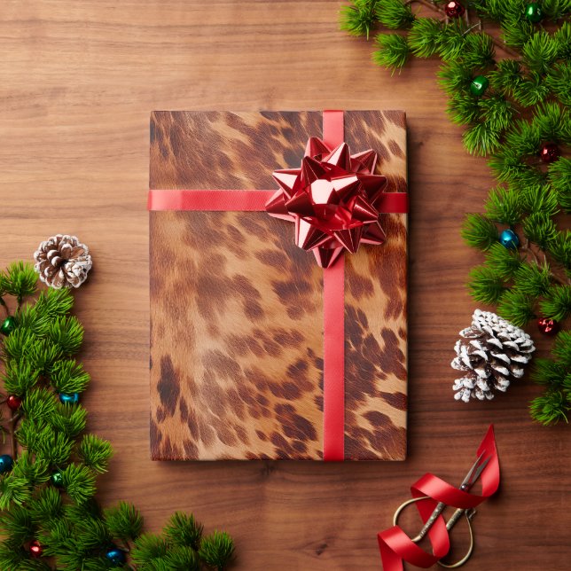 Brown Cowhide Animal Print Geschenkpapier (Feiertagsgeschenk)