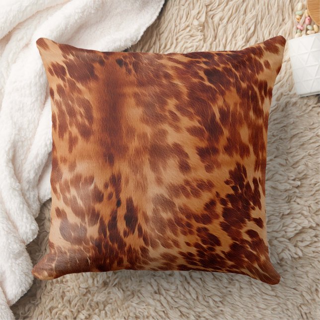 Brown Cowhide Animal Print Kissen (Decke)