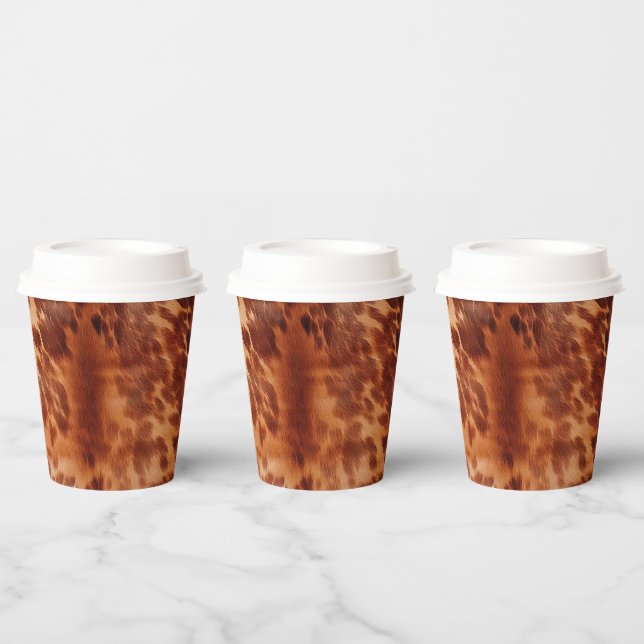 Brown Cowhide Animal Print Pappbecher (Multi)