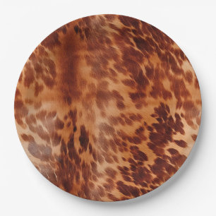 Brown Cowhide Animal Print Pappteller