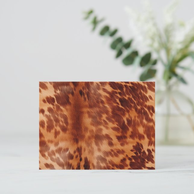 Brown Cowhide Animal Print Postkarte (Stehend Vorderseite)