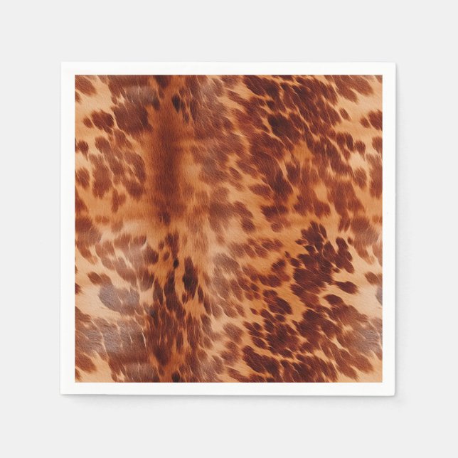 Brown Cowhide Animal Print Serviette (Vorderseite)