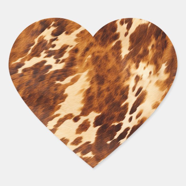 Brown Cowhide Herz-Aufkleber (Vorderseite)