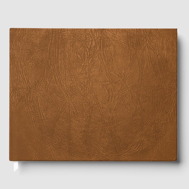 Brown Cowhide Leder Textur aussehen Gästebuch (Vorderseite)