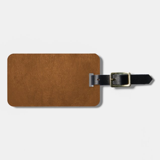 Brown Cowhide Leder Textur aussehen Gepäckanhänger (Vorderseite horizontal)